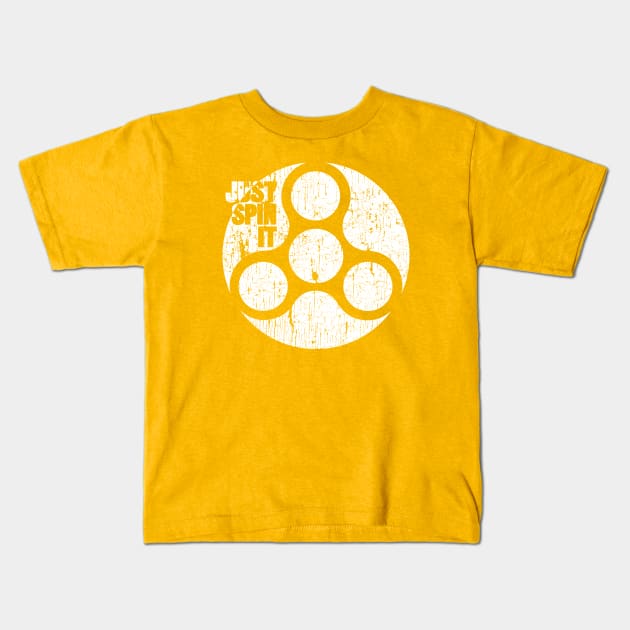 Fidget Spinner Rounded Distressed Navy Kids T-Shirt by CreativeWear